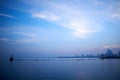 Minimalist blue landscape over Lake Michigan Royalty Free Stock Photo