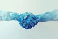 Minimalist blue low poly handshake symbol for professional partnerships and collaborations Royalty Free Stock Photo