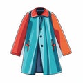 Minimalist Blue And Orange Raincoat Lining Vector Illustration