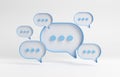 Minimalist blue speech bubbles talk icons floating over white background. Modern conversation or social media messages with shadow Royalty Free Stock Photo