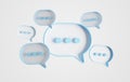 Minimalist blue speech bubbles talk icons floating over white background. Modern conversation or social media messages with shadow Royalty Free Stock Photo