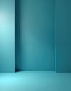 Minimalist blue studio corner with soft light and gradient walls. Empty space for product placement or presentation. Clean modern Royalty Free Stock Photo