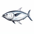 Minimalist Blue Tuna Graphic Drawing With Fantastic Full Face