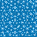 Minimalist blue white seamless pattern with Snowflakes for Christmas, New year, Winter design. Vector hand drawn background