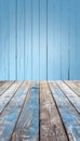 Minimalist blue and white wall background with copy space in mock up room on brown parquet floor