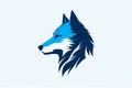 Minimalist blue wolf on light background. Generative AI.