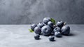 Minimalist Blueberry Arrangement On Polished Concrete Background Royalty Free Stock Photo