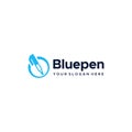 minimalist Bluepen circle stylograph logo design Royalty Free Stock Photo