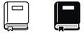 Minimalist book icon set featuring a closed book with a bookmark in line art and solid styles for education and reading Royalty Free Stock Photo