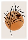 Minimalist botanical poster with branch leaves abstract collage