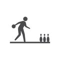 Minimalist bowling player icon