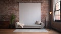 Minimalist Brick Wall Room With Restored Couch - Large Format Film Style Royalty Free Stock Photo