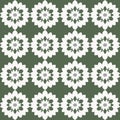 Minimalist, bright and modern vector floral pattern in white, featuring green flowers on dark peppermint
