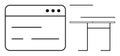 Minimalist Browser Window Interface and Desk in Simple Line Art Style Royalty Free Stock Photo
