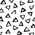 Minimalist brush painted triangle black and white background.