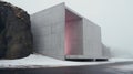 Minimalist Brutalist Architecture With Soft Colored Installations Near Vatnajokull