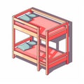 Minimalist Bunk Bed Illustration With Japanese Woodblock Print Influence