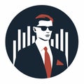 Minimalist Businessman Icon With Stylized Portraiture And Graphs