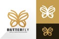 Minimalist Butterfly Line Logo Vector Design, Creative Logos Designs Concept for Template Royalty Free Stock Photo