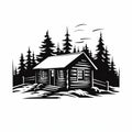 Minimalist Cabin Silhouette: Clean Vector Art For Natural Scenery Royalty Free Stock Photo