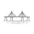 Minimalist Cable-Stayed Bridge Illustration, Structural Engineering Design, Modern Architectural Drawing Royalty Free Stock Photo