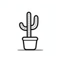 Minimalist Cactus Line Drawing For Animated Gifs And High-quality Backgrounds