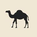 Minimalist Camel Silhouette Vector - Dark Beige And Black Mid-century Illustration