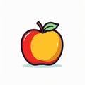 Minimalist Cartoon Apple Icon: Precise Linework And Playful Design