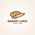 Minimalist cartoon bakery logo template Royalty Free Stock Photo