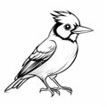 Minimalist Cartoon Blue Jay Coloring Page For Children