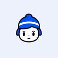 Minimalist Cartoon Boy With Blue And White Hat