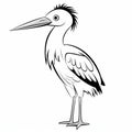 Minimalist Cartoon Heron Coloring Page For Children