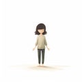 Minimalist Cartoon Girl: Soft Textures, Muted Colors, High Resolution