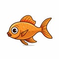 Minimalist Cartoon Goldfish On White Background