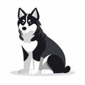 Minimalist Cartoon Husky Dog Illustration: Playful Animation In Black And White Royalty Free Stock Photo