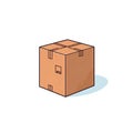 Minimalist Cartoon Illustration Of An Empty Brown Cardboard Box