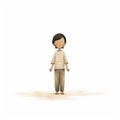 Minimalist Cartoon Illustration Of A Girl In Earthy Tones