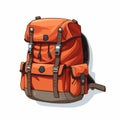 Minimalist Cartoon Illustration Of An Orange Backpack