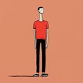 Minimalist Cartoon Of A Man In A Red T-shirt By Jean Jullien