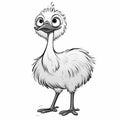 Minimalist Cartoon Ostrich Coloring Page For Children