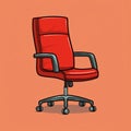 Minimalist Cartoon Red Office Chair Illustration Vector