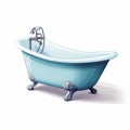 Minimalist Cartoon Style Illustration Of A Small Blue Bathtub Royalty Free Stock Photo