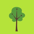 Minimalist cartoon tree with a green background