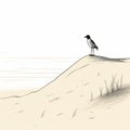 Minimalist Cartooning: Lone Bird On A Dune