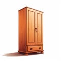 Minimalist Cartoonish Wooden Cupboard With Drawers - 2d Game Art
