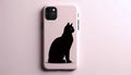 A minimalist cat silhouette for phone case, Ai generated image Royalty Free Stock Photo