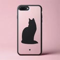 A minimalist cat silhouette for phone case, Ai generated image Royalty Free Stock Photo