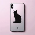 A minimalist cat silhouette for phone case, Ai generated image Royalty Free Stock Photo