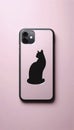 A minimalist cat silhouette for phone case, Ai generated image Royalty Free Stock Photo