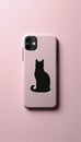 A minimalist cat silhouette for phone case, Ai generated image Royalty Free Stock Photo